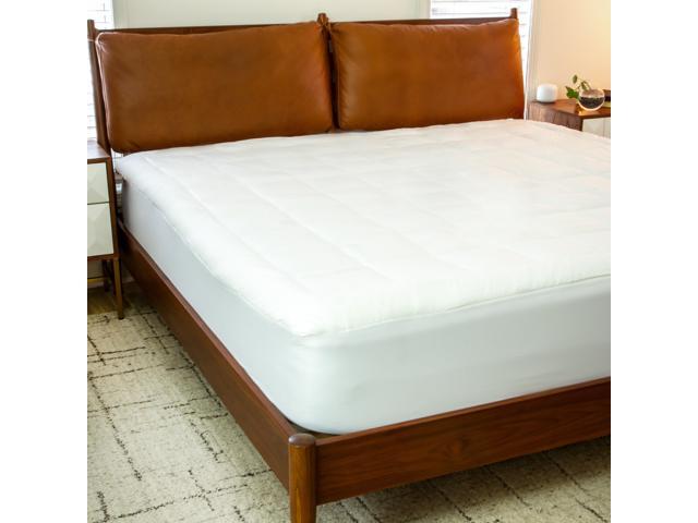 King Size Hypoallergenic Mattress Pad Quilted Fitted Mattress Cover Cotton Top Stretches up to 21 Inches Deep