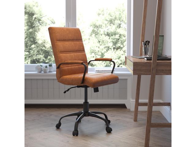 Flash Furniture Whitney Ergonomic LeatherSoft Swivel Mid-Back Executive Office Chair Brown/Black (GO2286MBRBK)
