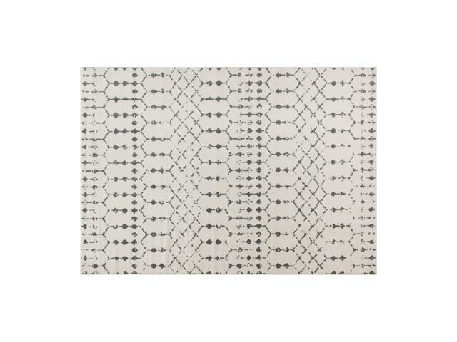 Geometric Bohemian Low Pile Rug - 5' x 7' -Ivory/Gray Polyester