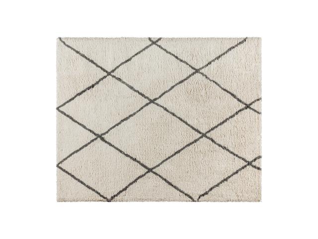 Shag Style Diamond Trellis Area Rug - 8' x 10' - Ivory/Gray Polyester (PET)