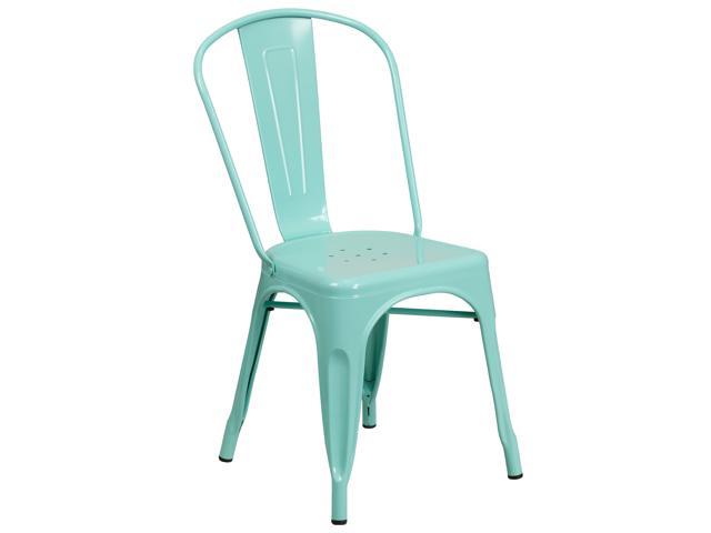 Photos - Garden Furniture Flash Furniture Mint Green Metal Indoor-Outdoor Stackable Chair (ET-3534-M 