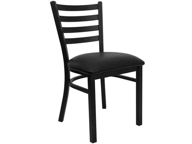 Flash Furniture 'XU-DG694BLAD-BLKV-GG' Hercules Series Black Ladder Back Metal Restaurant Chair with Burgundy Vinyl Seat