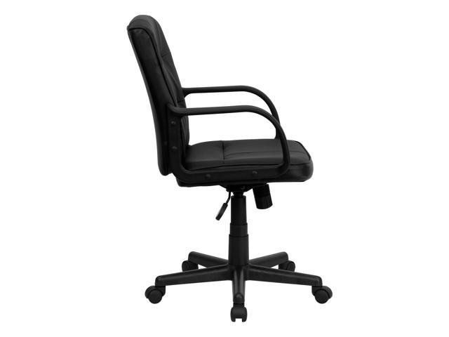 Photos - Computer Chair Flash Furniture Mid-Back Black Leather Swivel Task Chair with Arms GO-228S-BK-LEA-GG 