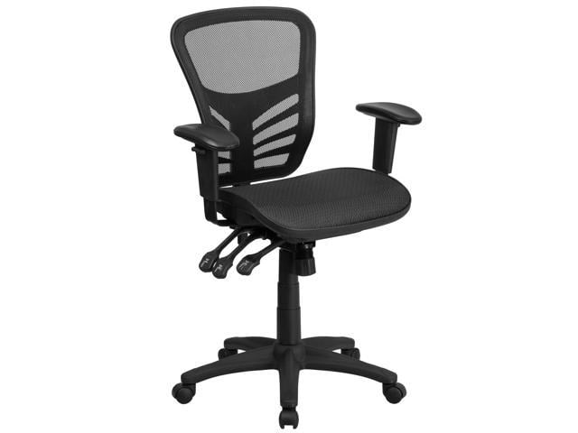 Photos - Computer Chair Flash Furniture Mid-Back Transparent Black Mesh Multifunction Executive Swivel Ergonomic O 