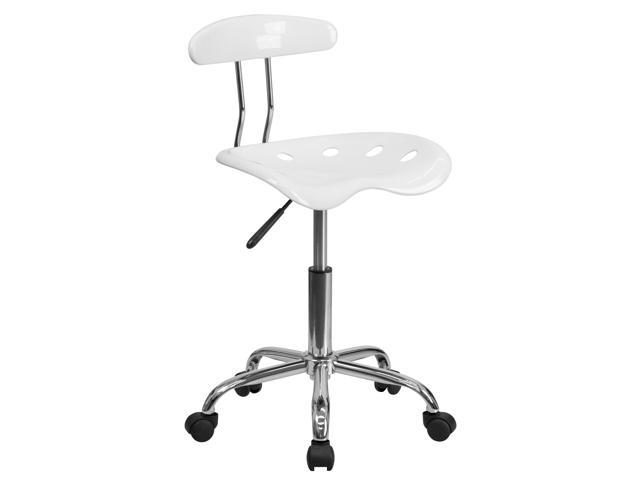 Photos - Computer Chair Flash Furniture Vibrant White and Chrome Swivel Task Office Chair with Tractor Seat LF-214 