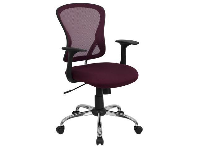 Photos - Computer Chair Flash Furniture Mid-Back Burgundy Mesh Swivel Task Chair with Chrome Base and Arms H-8369F 