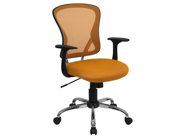 Photos - Computer Chair Flash Furniture Mid-Back Orange Mesh Swivel Task Chair with Chrome Base and Arms H-8369F-O 