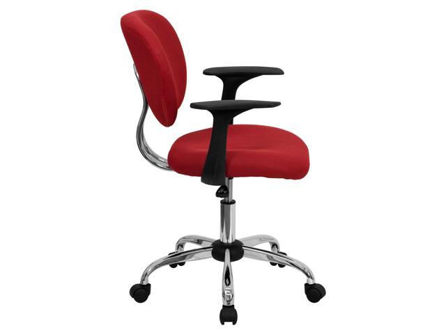 Photos - Computer Chair Flash Furniture Mid-Back Red Mesh Padded Swivel Task Chair with Chrome Base and Arms 84725 