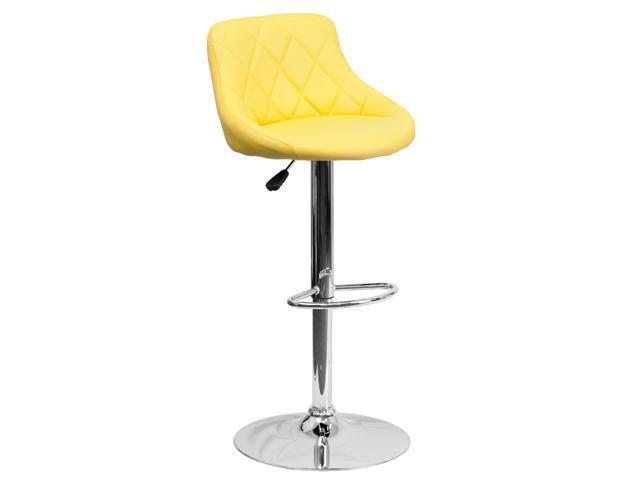 Photos - Chair Flash Furniture Contemporary Yellow Vinyl Bucket Seat Adjustable Height Barstool with Diam 