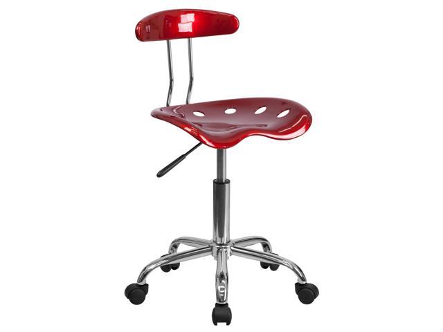Photos - Computer Chair Flash Furniture Vibrant Wine Red and Chrome Swivel Task Chair with Tractor Seat 8125810107 