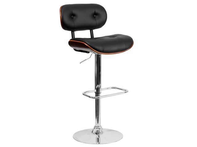 Photos - Chair Flash Furniture Walnut Bentwood Adjustable Height Bar Stool with Button Tu 
