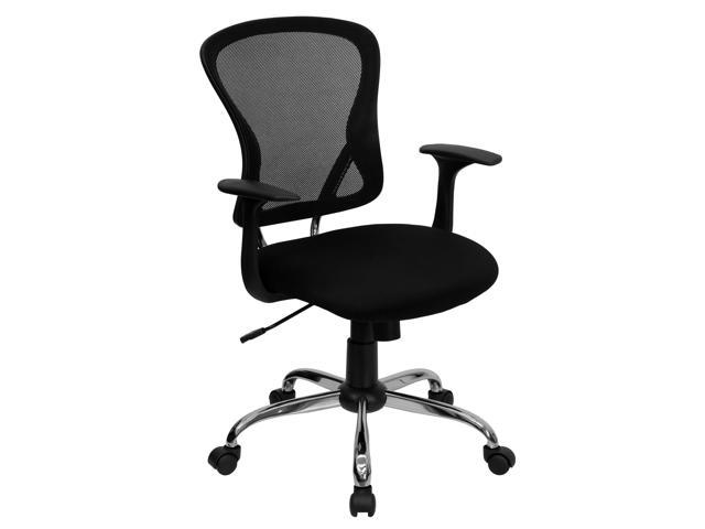 Photos - Computer Chair Flash Furniture Mid-Back Black Mesh Swivel Task Chair with Chrome Base and Arms H-8369F-BL 
