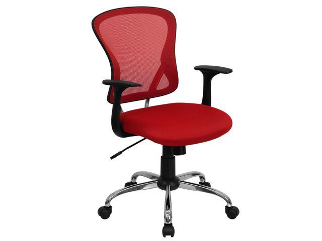 Photos - Computer Chair Flash Furniture Mid-Back Red Mesh Swivel Task Chair with Chrome Base and Arms H-8369F-RED 