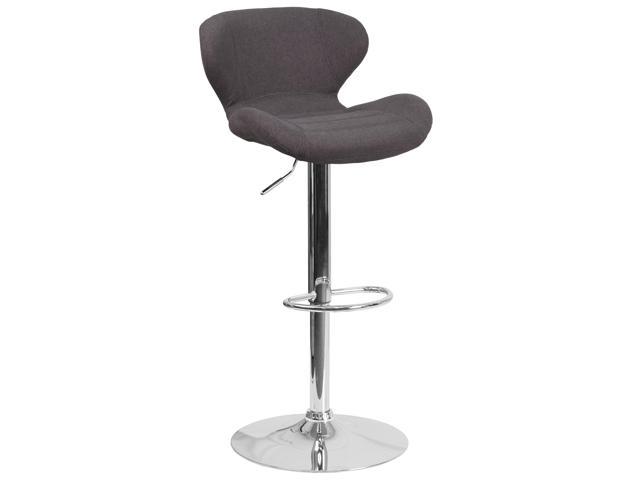 Photos - Chair Flash Furniture Contemporary Charcoal Fabric Adjustable Height Barstool with Curved Back a 