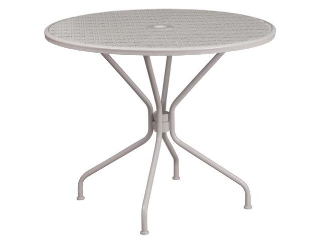 Photos - Garden Furniture Flash Furniture Commercial Grade 35.25' Round Light Gray Indoor-Outdoor Steel Patio Table 