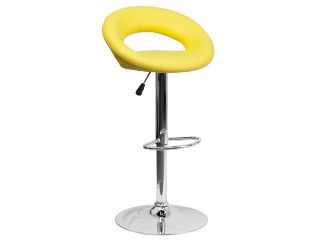 Photos - Chair Flash Furniture Contemporary Yellow Vinyl Rounded Orbit-Style Back Adjustable Height Barst 