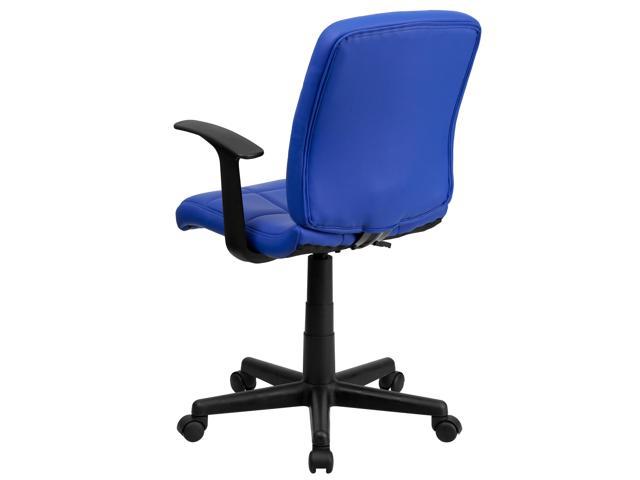 Photos - Computer Chair Flash Furniture Mid-Back Blue Quilted Vinyl Swivel Task Office Chair with Arms GO-1691-1-B 