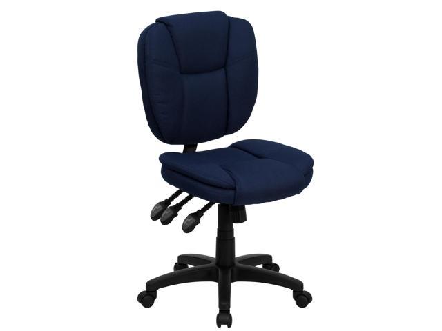 Photos - Computer Chair Flash Furniture Mid-Back Navy Blue Fabric Multifunction Ergonomic Swivel Task Chair with P 
