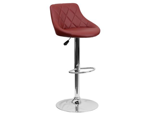 Photos - Chair Flash Furniture Contemporary Burgundy Vinyl Bucket Seat Adjustable Height Barstool with Di 