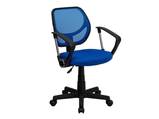 Photos - Computer Chair Flash Furniture Low Back Blue Mesh Swivel Task Office Chair with Curved Square Back and Ar 