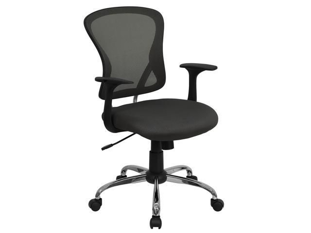 Photos - Computer Chair Flash Furniture Mid-Back Dark Gray Mesh Swivel Task Chair with Chrome Base and Arms H-8369 
