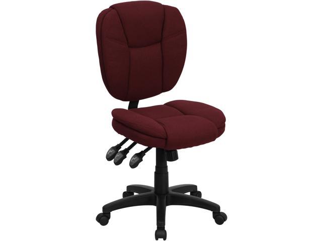 Photos - Computer Chair Flash Furniture Mid-Back Burgundy Fabric Multifunction Ergonomic Swivel Task Chair with Pi 