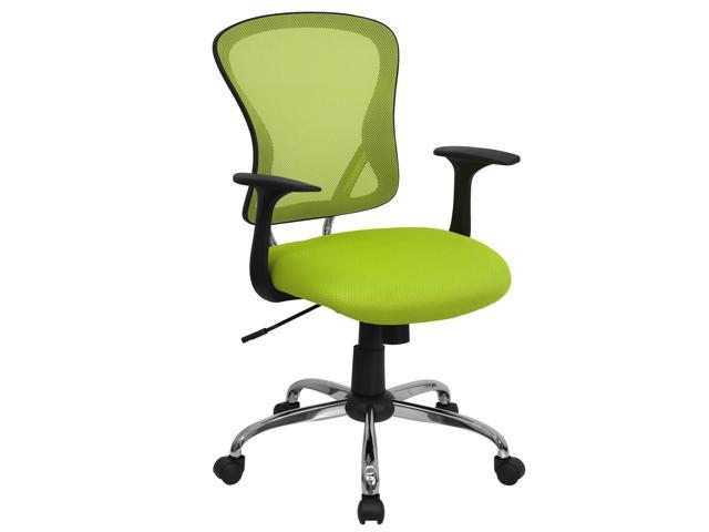 Photos - Computer Chair Flash Furniture Mid-Back Green Mesh Swivel Task Chair with Chrome Base and Arms H-8369F-GN 