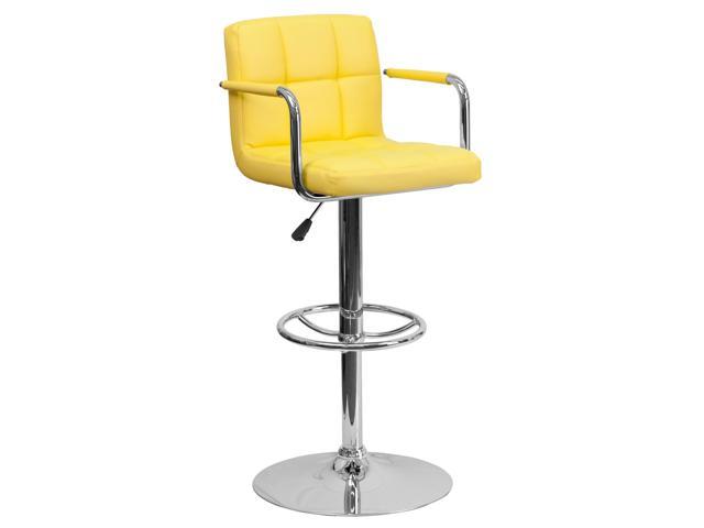 Photos - Chair Flash Furniture Contemporary Yellow Quilted Vinyl Adjustable Height Bar St 