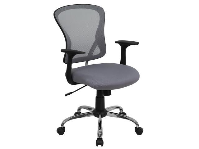 Photos - Computer Chair Flash Furniture Mid-Back Gray Mesh Swivel Task Chair with Chrome Base and Arms H-8369F-GY 