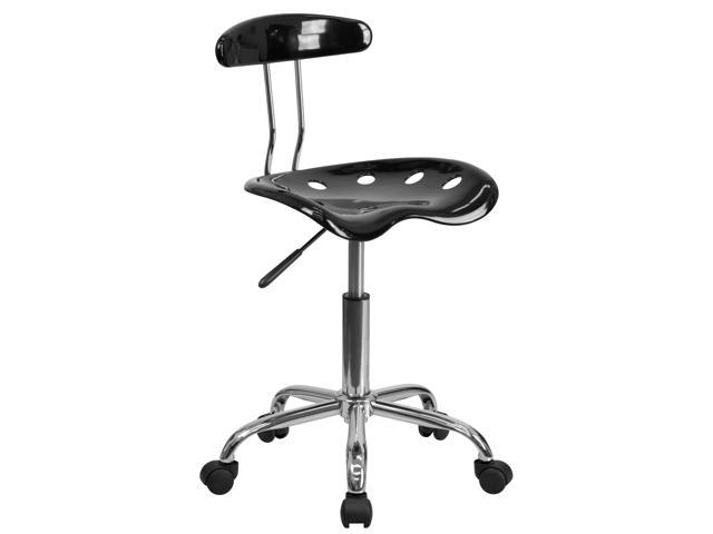 Photos - Computer Chair Flash Furniture Vibrant Black and Chrome Swivel Task Chair with Tractor Seat LF-214-BLK-GG 