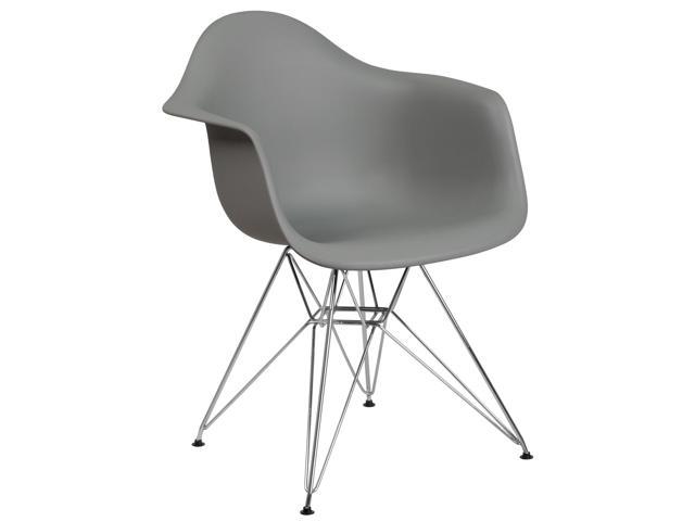 Photos - Chair Flash Furniture Alonza Series Moss Gray Plastic  with Chrome Base 889142209775 