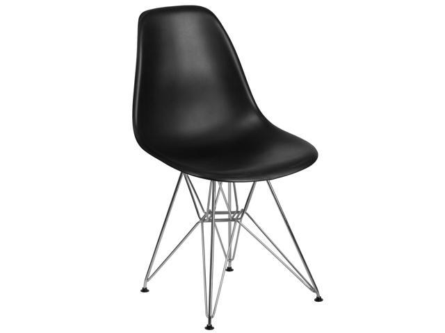 Photos - Chair Flash Furniture Elon Series Black Plastic  with Chrome Base 889142209 