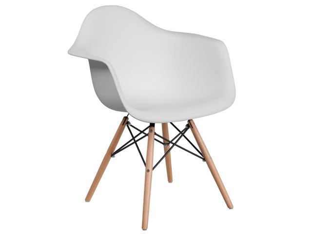 Photos - Chair Flash Furniture Alonza Series White Plastic  with Wood Base FH132DPPW 