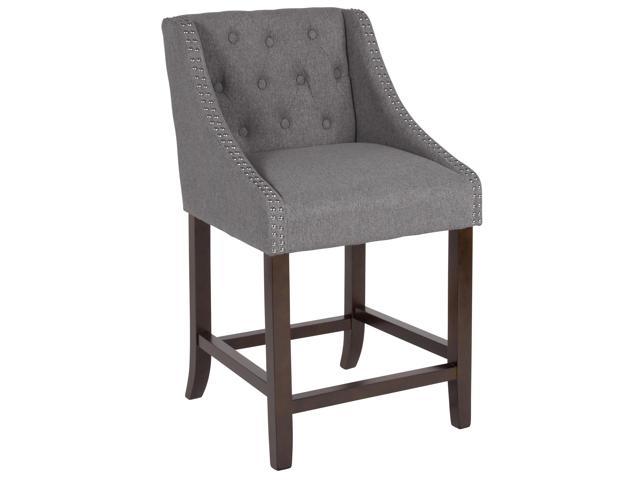 Photos - Chair Flash Furniture Carmel Series 24' High Transitional Tufted Walnut Counter Height Stool wit 