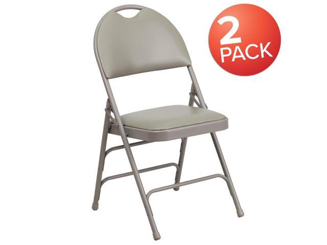 Photos - Chair Flash Furniture 2 Pk. HERCULES Series Ultra-Premium Triple Braced Gray Vinyl Metal Folding 