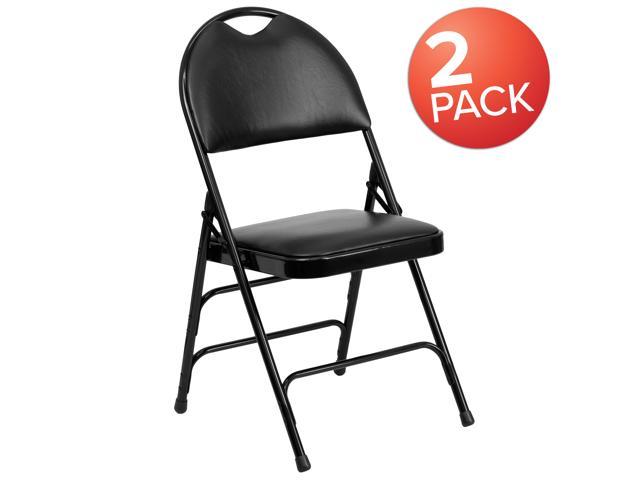 Photos - Chair Flash Furniture 2 Pk. HERCULES Series Ultra-Premium Triple Braced Black Vinyl Metal Foldin 
