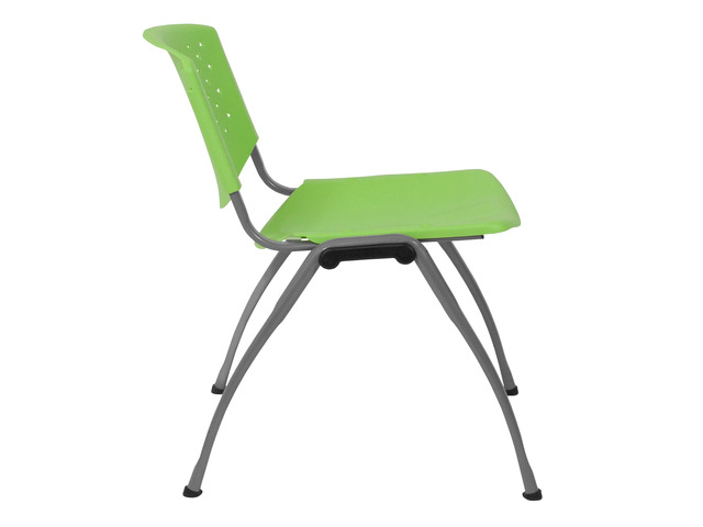 HERCULES Series 880 lb. Capacity Green Plastic Stack Chair with Titanium Gray Powder Coated Frame