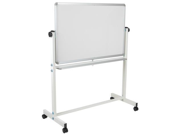 HERCULES Series 45.25'W x 54.75'H Reversible Mobile Cork Bulletin Board and White Board with Pen Tray