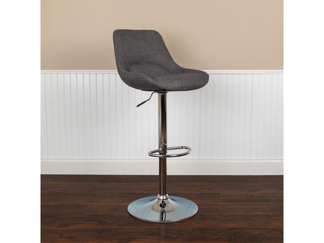 Photos - Chair Flash Furniture Contemporary Dark Gray Fabric Adjustable Height Barstool with Chrome Base 