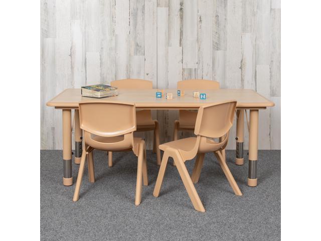 Photos - Dining Table Flash Furniture 23.625'W x 47.25'L Rectangular Natural Plastic Height Adjustable Activity 