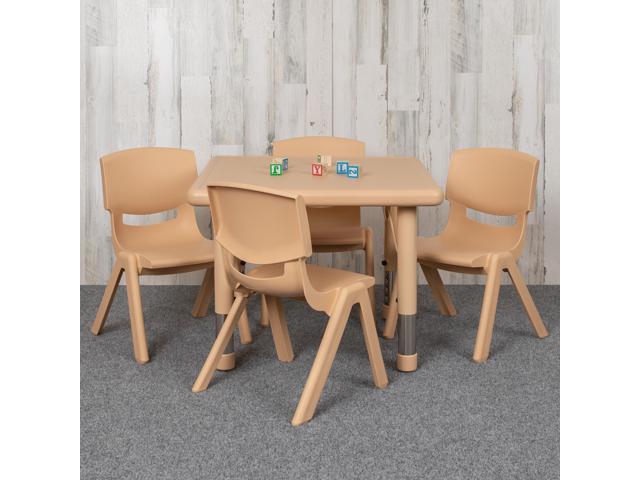 Photos - Dining Table Flash Furniture 24' Square Natural Plastic Height Adjustable Activity Table Set with 4 Cha 