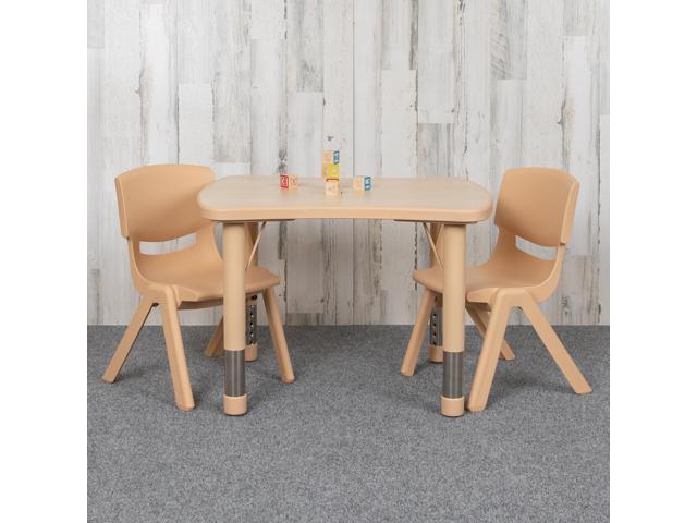 Photos - Dining Table Flash Furniture 21.875'W x 26.625'L Rectangular Natural Plastic Height Adjustable Activity 