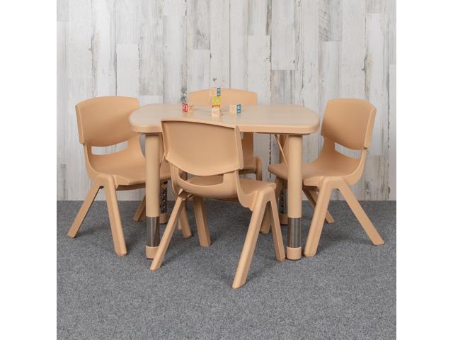 Photos - Dining Table Flash Furniture 21.875'W x 26.625'L Rectangular Natural Plastic Height Adjustable Activity 