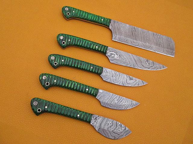 Damascus steel kitchen utility knife 5 pieces set, Overall Length of All Set (10.6+9.6+9.0+8.0+7.6)Inches (approximately)long custom made Damascus...