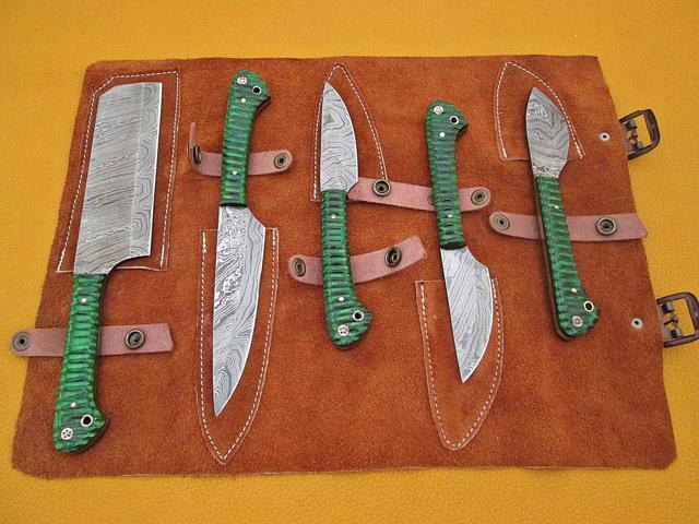 Damascus steel kitchen utility knife 5 pieces set, Overall Length of All Set (10.6+9.6+9.0+8.0+7.6)Inches (approximately)long custom made Damascus...
