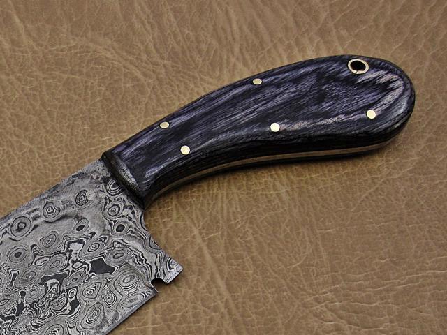 9.5' hand forged rain drop pattern Damascus steel Butcher knife, Meat cleaver, 2 tone wood scale, Rain drop pattern Damascus Steel 5 mm blade