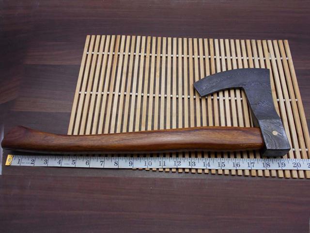 Damascus Steel Broad Axe, Bearded Hiking Battle Axe, 19.5 Inches Long Rose Wood Handle, Hand Forged Damascus Steel Large 5' Cutting Edge Blade,...