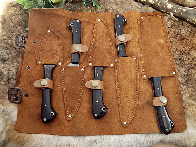 Overall Length of All Set (10.6+9.6+9.0+8.0+7.6)Inches (approximately)long custom made Damascus steel full tang chef Knife
