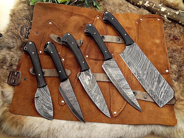 Overall Length of All Set (10.6+9.6+9.0+8.0+7.6)Inches (approximately)long custom made Damascus steel full tang chef Knife