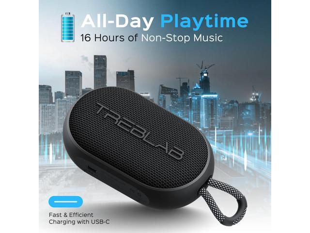 TREBLAB HD-Go - Ultra Portable Hand Held Speaker with Clip, 7W Power with Bass, 16H Playtime, IPX7 Waterproof, Built-in Mic, Compact & Lightweight,...
